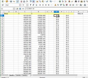 Calculating the coordinates with excel.